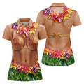 Tropical Theme Party Hawaiian Golf Shirt, Fun Women's Golf Shirts, Ladies Golf Polos