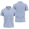 Blue T-Rex Dinosaur Golfer Pattern Golf Polo Shirt, Men's Golf Shirt, Mens Golf Polo