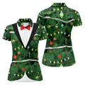 Christmas Tree Needles Green Festive Women Golf Top, Christmas Golf Shirt, Ladies Golf Tops
