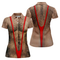 Funny Hairy Chest Red Suspender Golf Shirt, Funny Golf Shirt, Women's Golf Tops, Ladies Golf Shirts