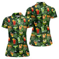 Tropical Cocktail Coconut And Palm Leaf Golf Polo, Hawaiian Golf Shirt, Golf Polo For Women