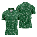 Stick Figure Golf Pose Shamrock Golf Shirt, St Patrick's Day Golf Tops For Men, Polo Shirts For Men