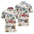 Summer Basset Hound Paradise Hawaiian Golf Polo, Golf Tops For Men, Golfing Apparel