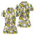 Cartoon Banana Characters on Tropical Island Hawaiian Golf Polo, Golf Tops For Women, Golfing Apparel