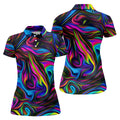 Neon Abstract Swirl Hawaiian Golf Shirt, Women's Golf Tops, Ladies Golf Shirts