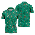 Funny Goose Golf Cart Pattern Green Polo Shirt, Men's Golf Shirt, Mens Golf Apparel