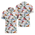 Tropical Dachshund Beach Pattern Hawaiian Golf Polo, Golf Tops For Men, Golfing Apparel