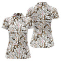 Funny Adult Doodle Novelty Pattern Polo Shirt, Womens Golf Polo, Golf Shirts For Women