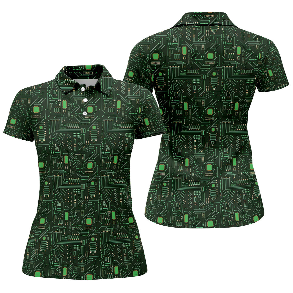 Computer Circuit Board Hawaiian Golf Shirt, Coder Gift Women's Golf Tops, Ladies Golf Shirts