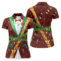 Christmas Lights Disco Ball Pattern Women Golf Top, Christmas Golf Shirt, Ladies Golf Tops