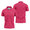 Pink Ribbon Golf Pattern Breast Cancer Polo Shirt, Golf Shirts For Men, Mens Golf Apparel