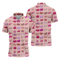 Pink Funny Boob Pattern Golf Polo Shirt, Men's Golf Shirts, Printed Golf Shirts