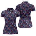 Colorful Ghost Pumpkin Floral Halloween Polo Shirt, Women’s Sleeveless Golf Shirt, Ladies Golf Top