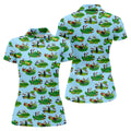 Funny Golf Gopher Cartoon Pattern Golf Polo Shirt, Women's Golf Tops, Ladies Golf Shirts