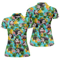 Funny Opossums Among Pineapples Pattern Hawaiian Golf Polo, Golf Tops For Women, Golfing Apparel