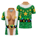 Green Santa Gold Stars Christmas Golf Shirt, Mens Golf Shirts, Mens Polo Shirts