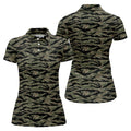 Rhodesian Tiger Stripe Camo Hawaiian Golf Shirt, Women's Golf Tops, Ladies Golf Shirts