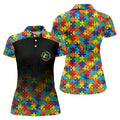 Acceptance Awareness Understanding Autism Awareness Puzzle Pattern Black Fade Women's Golf Tops