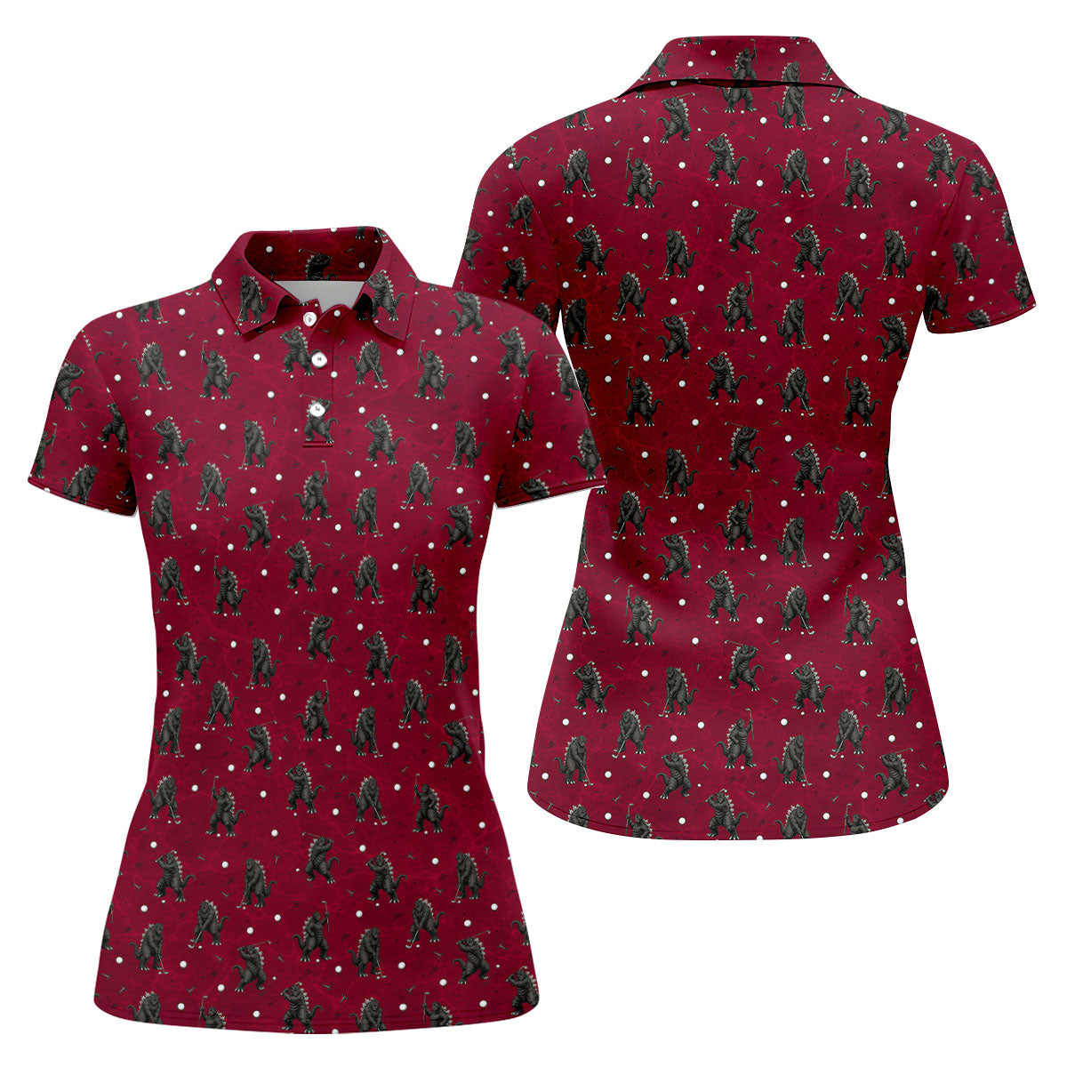 Funny Giant Monster Golf Pattern Polo Shirt, Womens Golf Tops, Ladies Golf Shirts