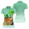 Leprechaun St Patrick's Day Hawaiian Summer Fun Golf Shirt, Golf Shirt For Women, Ladies Golf Shirts