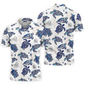 Sea Turtle, Starfish, Seashells and Coral Reef Art Hawaiian Golf Polo, Golf Tops For Men, Golfing Apparel