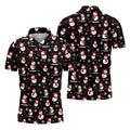 Cute Snowman Golf Pose Black Golf Shirt, Christmas Golf Shirt, Golf Shirts For Men, Golf Gift For Men