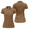 Brown Funny Whiskey Pattern Golf Polo Shirt, Ladies Golf Tops, Women's Golf Polo