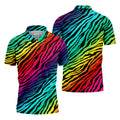 Rainbow Gradient LGBT Support Zebra Pattern Golf Tops For Men, Pride Month Golf Shirts For Men