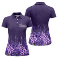 Purple Alzheimer's Awareness Floral Polo Shirt, Golf Shirts For Women, Women’s Golf Polo