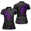 Purple Claw Marks Hawaiian Golf Shirt, Scratch Print Women's Golf Tops, Ladies Golf Shirts