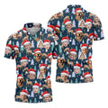Custom Face Pine Tree Reindeer Dark Teal Green Christmas Golf Shirt, Golf Shirts For Men, Golf Gift For Men