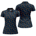 Cartoon Dachshund Golfer Pattern Golf Polo Shirt, Golf Tops For Women, Printed Golf Shirt