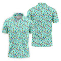 90s Dice Memphis Style Light Mint Green Cute Golf Shirt, Polo Shirts For Men, Golf Shirts For Men