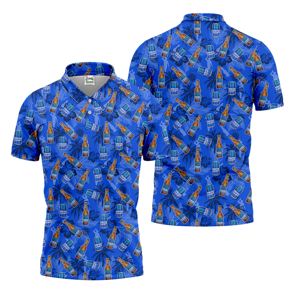 Drive Light Golf And Beer Tropical Pattern Fun Golf Shirt, Golf Tops For Men, Golf Shirts For Men
