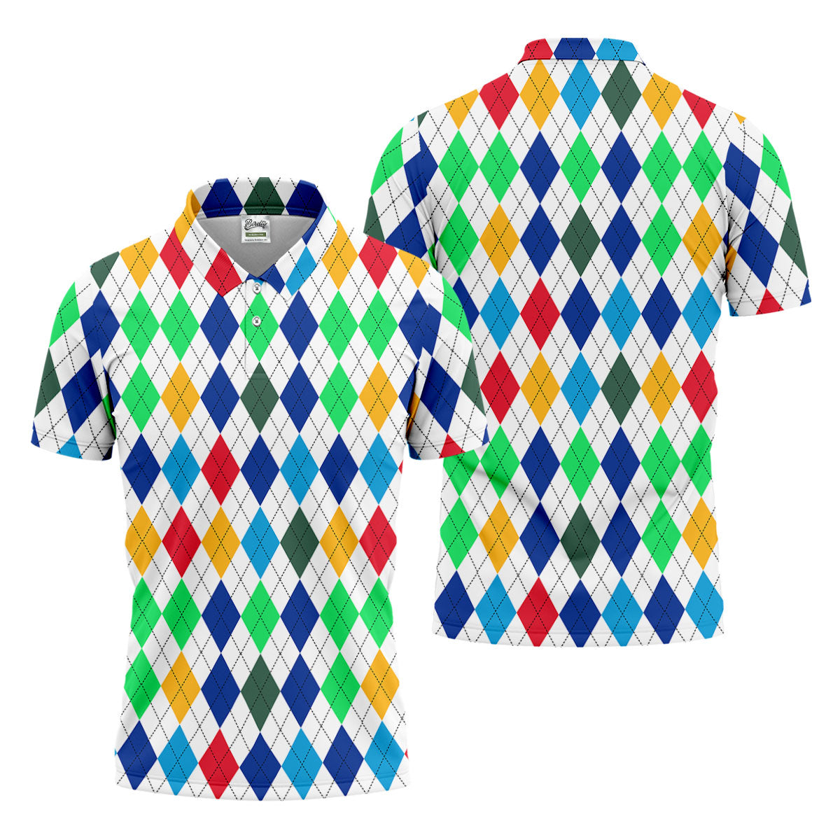 Colorful Argyle Golf Shirt, Classic Diamond Pattern Polo, Polo Shirts For Men