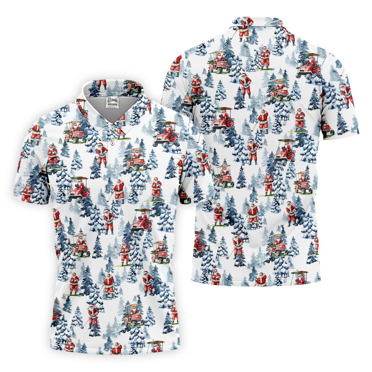 Santa Golfing Polo Shirt Mens, Fun Golf Shirts For Men, Christmas Golf Shirt, Golf Lover Xmas Gift