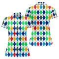 Colorful Argyle Golf Shirt, Classic Diamond Pattern Polo, Womens Golf Polo Shirt, Custom Ladies Golf Shirt