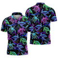 Neon Sea Turtle Ocean Pattern Hawaiian Golf Polo Shirt, Mens Golf Polo, Printed Golf Shirts