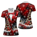 Tuxedo Tree Snowflakes Christmas Golf Shirt, Ladies Golf Shirts, Golf Tops For Women