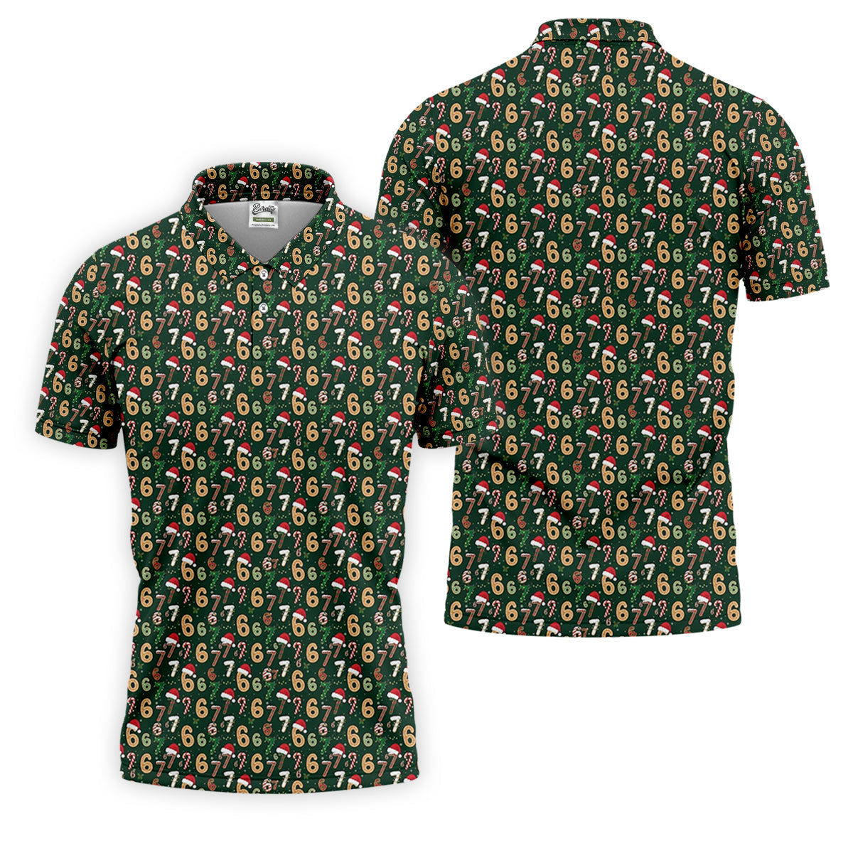 Six Seven Funny Christmas Green Golf Tops For Men, Christmas Golf Shirt, Men Golf Apparel