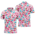 Funny Pink Flamingo Pattern Polo Golf Shirt, Mens Golf Polo, Golf Shirts For Men