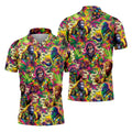 Psychedelic Bigfoot Cannabis Leaf Hawaiian Polo Shirt, Mens Golf Shirts, Golf Apparel For Men