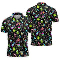 Neon Cocktail Party Pattern Design Hawaiian Golf Shirt, Golf Shirts For Men, Polo Shirts For Men