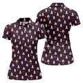 Cute Ghost Butt Halloween Pattern Golf Polo Shirt, Womens Golf Tops, Ladies Golf Shirts