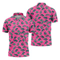 Alligator Pattern Golf Shirt, Pink Gator Print Men's Golf Polo, Polo Shirts For Men
