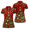 Golf Ball And Club Tree Christmas Golf Shirt, Ladies Golf Shirts, Golf Tops For Women