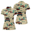 Personalized Pickup Truck Golf Shirt, Southwestern Desert Cactus Pattern, Golf Shirt For Women