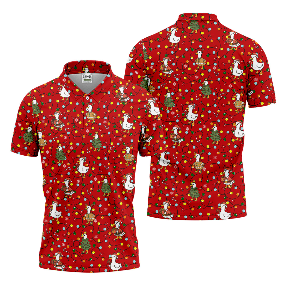 Funny Duck Merry Xmas Red Golf Shirts, Gifts For Golf Lovers, Polo Shirts For Men, Golfing Apparel