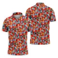 Beer Bottle Labels Red Golf Shirt, Men's Funny Golf Shirts, Golf Tops For Men, Golf Shirts For Men