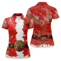 Santa Claus Christmas Print Fun Women's Golf Shirts, Cute Golf Outfit, Ladies Golf Shirts, Golfing Apparel